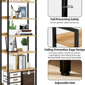 NUMENN Bookshelf, 5 Tier Bookshelves, Home Office Bookcase Shelf Storage Organizer, Free Standing Storage Shelving Unit for Bedroom, Living Room and Home Office, Vintage