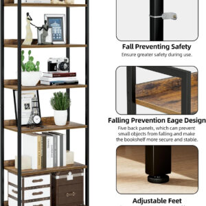NUMENN Bookshelf, 5 Tier Bookshelves, Home Office Bookcase Shelf Storage Organizer, Free Standing Storage Shelving Unit for Bedroom, Living Room and Home Office, Vintage