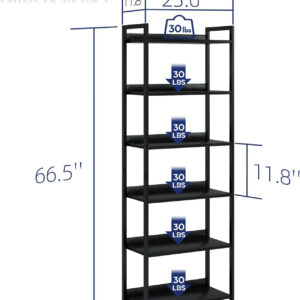NUMENN Bookshelf, 5 Tier Bookshelves, Home Office Bookcase Shelf Storage Organizer, Free Standing Storage Shelving Unit for Bedroom, Living Room and Home Office, Vintage