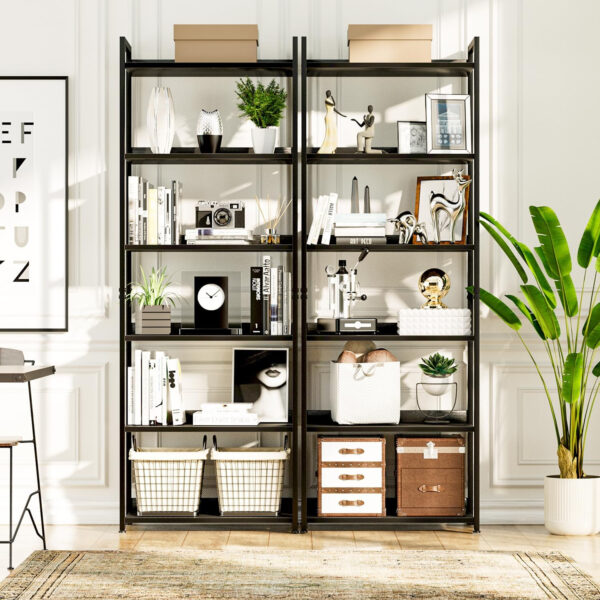 NUMENN Bookshelf, 5 Tier Bookshelves, Home Office Bookcase Shelf Storage Organizer, Free Standing Storage Shelving Unit for Bedroom, Living Room and Home Office, Vintage