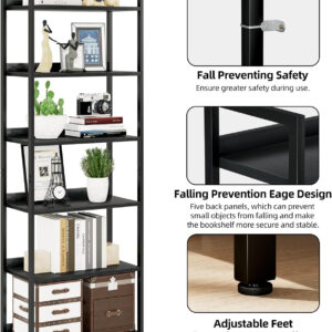 NUMENN Bookshelf, 5 Tier Bookshelves, Home Office Bookcase Shelf Storage Organizer, Free Standing Storage Shelving Unit for Bedroom, Living Room and Home Office, Vintage