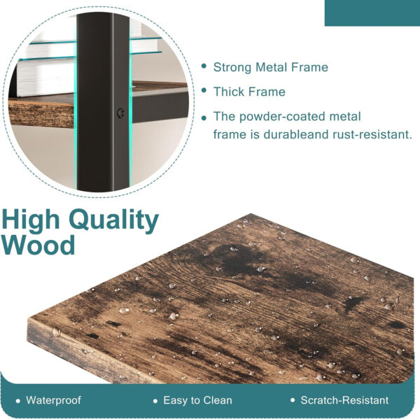 68874a76d41d0374ded20952da3fa20fd880ae0efbd56fc61048c.jpg Shintenchi Bookshelf, Arched Bookshelf 5 Tier Bookcase, Tall Shelf for CDs/Books, Home Office Shelf Storage Organizer, Modern Book Shelf for Bedroom/Living Room, Rustic Brown