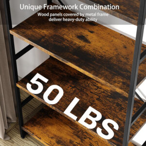 68874a7ae0444f6fd3f8209e3a0eab2a0d639b49b6a2388982367.jpg Shintenchi Bookshelf, Arched Bookshelf 5 Tier Bookcase, Tall Shelf for CDs/Books, Home Office Shelf Storage Organizer, Modern Book Shelf for Bedroom/Living Room, Rustic Brown