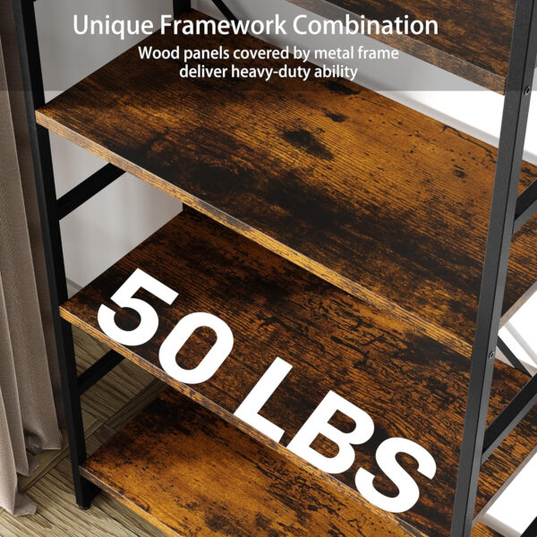 68874a7ae0444f6fd3f8209e3a0eab2a0d639b49b6a2388982367.jpg Shintenchi Bookshelf, Arched Bookshelf 5 Tier Bookcase, Tall Shelf for CDs/Books, Home Office Shelf Storage Organizer, Modern Book Shelf for Bedroom/Living Room, Rustic Brown