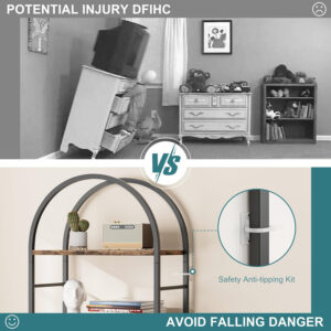 68874a7c2c823f2ce9f7b8d3ad8b63e80ceb0955b92c7434d93c8.jpg Shintenchi Bookshelf, Arched Bookshelf 5 Tier Bookcase, Tall Shelf for CDs/Books, Home Office Shelf Storage Organizer, Modern Book Shelf for Bedroom/Living Room, Rustic Brown