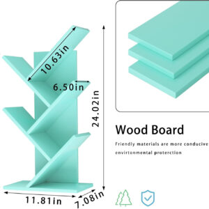 10 Tier Tree Book Shelf, Floor Standing Wood Bookshelf for Narrow Space, Storage Organizer Bookshelves for Books/CDs/Magazine, Bookcase with Shelves for Home Office, Living Room - Brown