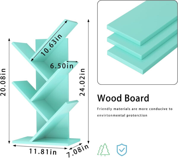 10 Tier Tree Book Shelf, Floor Standing Wood Bookshelf for Narrow Space, Storage Organizer Bookshelves for Books/CDs/Magazine, Bookcase with Shelves for Home Office, Living Room - Brown