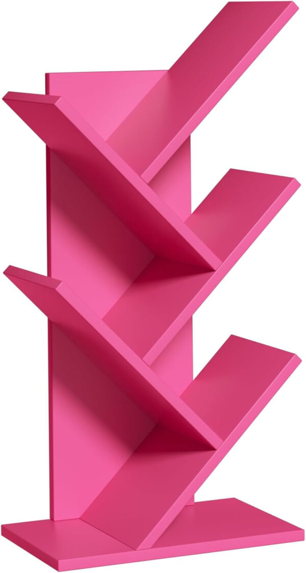 10 Tier Tree Book Shelf, Floor Standing Wood Bookshelf for Narrow Space, Storage Organizer Bookshelves for Books/CDs/Magazine, Bookcase with Shelves for Home Office, Living Room - Brown