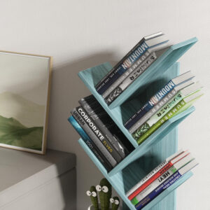 10 Tier Tree Book Shelf, Floor Standing Wood Bookshelf for Narrow Space, Storage Organizer Bookshelves for Books/CDs/Magazine, Bookcase with Shelves for Home Office, Living Room - Brown