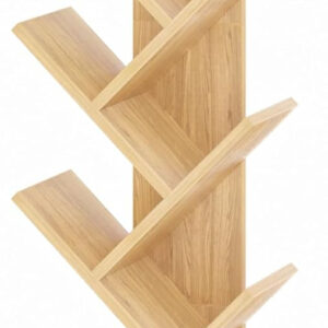 10 Tier Tree Book Shelf, Floor Standing Wood Bookshelf for Narrow Space, Storage Organizer Bookshelves for Books/CDs/Magazine, Bookcase with Shelves for Home Office, Living Room - Brown