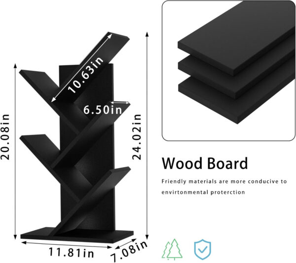 10 Tier Tree Book Shelf, Floor Standing Wood Bookshelf for Narrow Space, Storage Organizer Bookshelves for Books/CDs/Magazine, Bookcase with Shelves for Home Office, Living Room - Brown