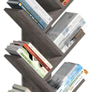 10 Tier Tree Book Shelf, Floor Standing Wood Bookshelf for Narrow Space, Storage Organizer Bookshelves for Books/CDs/Magazine, Bookcase with Shelves for Home Office, Living Room - Brown