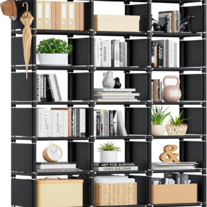 68874d3e2fb9e1dfda18c2adcca5afb571871ad339ca1a578d94d.jpg Mavivegue Bookcase, 18-Cube Extra Large Book Shelf, DIY Cube Storage Organizer for Bedroom, Living Room, Home Office - Black
