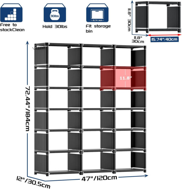 68874d420509991365d8bf41117475630a31b60675659bdb2c5a2.jpg Mavivegue Bookcase, 18-Cube Extra Large Book Shelf, DIY Cube Storage Organizer for Bedroom, Living Room, Home Office - Black