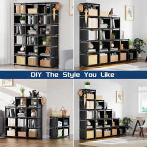 68874d4365391f3fb9f446bd378d5793eccdd83adfccad336e47b.jpg Mavivegue Bookcase, 18-Cube Extra Large Book Shelf, DIY Cube Storage Organizer for Bedroom, Living Room, Home Office - Black
