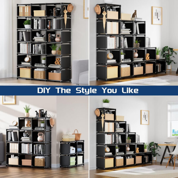 68874d4365391f3fb9f446bd378d5793eccdd83adfccad336e47b.jpg Mavivegue Bookcase, 18-Cube Extra Large Book Shelf, DIY Cube Storage Organizer for Bedroom, Living Room, Home Office - Black