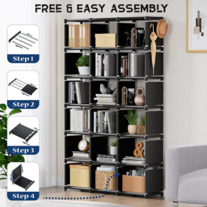 68874d4c907bf1aeeb15589301b9fefa26cedc855530d2e599b22.jpg Mavivegue Bookcase, 18-Cube Extra Large Book Shelf, DIY Cube Storage Organizer for Bedroom, Living Room, Home Office - Black