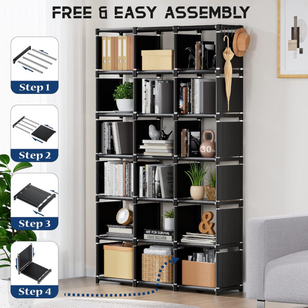 68874d4c907bf1aeeb15589301b9fefa26cedc855530d2e599b22.jpg Mavivegue Bookcase, 18-Cube Extra Large Book Shelf, DIY Cube Storage Organizer for Bedroom, Living Room, Home Office - Black