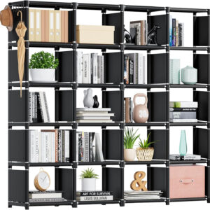 68874d4e1d2ae1555821a8fcccd8db6022f0a27ce12b66323d858.jpg Mavivegue Bookcase, 18-Cube Extra Large Book Shelf, DIY Cube Storage Organizer for Bedroom, Living Room, Home Office - Black