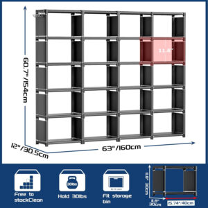 68874d4f8df5e2ecb42b6eba971ec104fe1100d457d6b22d7fa17.jpg Mavivegue Bookcase, 18-Cube Extra Large Book Shelf, DIY Cube Storage Organizer for Bedroom, Living Room, Home Office - Black