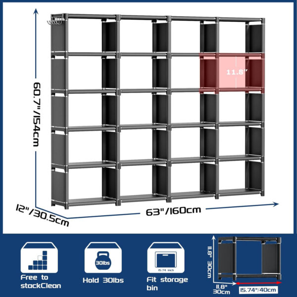 68874d4f8df5e2ecb42b6eba971ec104fe1100d457d6b22d7fa17.jpg Mavivegue Bookcase, 18-Cube Extra Large Book Shelf, DIY Cube Storage Organizer for Bedroom, Living Room, Home Office - Black