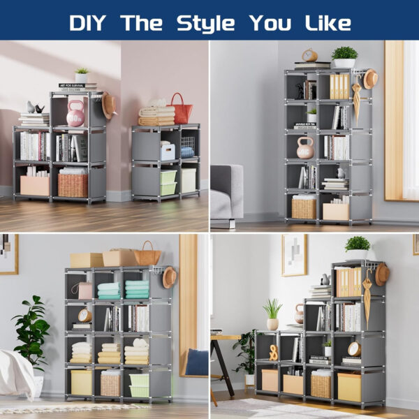 68874d59d84c40fafbc3750a7ea67650ff58901bc047c0495ea55.jpg Mavivegue Bookcase, 18-Cube Extra Large Book Shelf, DIY Cube Storage Organizer for Bedroom, Living Room, Home Office - Black
