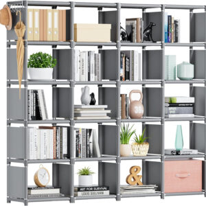68874d60dd5097f56b6ed453072fc7809be5988db7b2a423e98b9.jpg Mavivegue Bookcase, 18-Cube Extra Large Book Shelf, DIY Cube Storage Organizer for Bedroom, Living Room, Home Office - Black