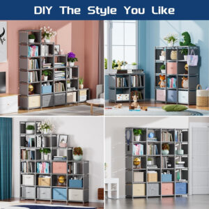 68874d67eefbe87c1d9c1a3daa8a8f8e6eed425533c09a0b9295e.jpg Mavivegue Bookcase, 18-Cube Extra Large Book Shelf, DIY Cube Storage Organizer for Bedroom, Living Room, Home Office - Black