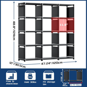 68874d6b31c9fd3a860be2ac2cbce260f2bbdc87f9456f0d7f2be.jpg Mavivegue Bookcase, 18-Cube Extra Large Book Shelf, DIY Cube Storage Organizer for Bedroom, Living Room, Home Office - Black