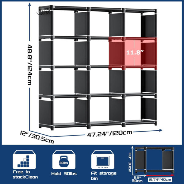 68874d6b31c9fd3a860be2ac2cbce260f2bbdc87f9456f0d7f2be.jpg Mavivegue Bookcase, 18-Cube Extra Large Book Shelf, DIY Cube Storage Organizer for Bedroom, Living Room, Home Office - Black