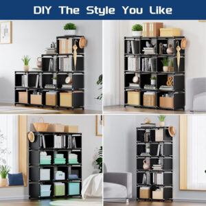 68874d6cee8fb10de73fb894acf2f6246bc43f3f047ceddabff97.jpg Mavivegue Bookcase, 18-Cube Extra Large Book Shelf, DIY Cube Storage Organizer for Bedroom, Living Room, Home Office - Black