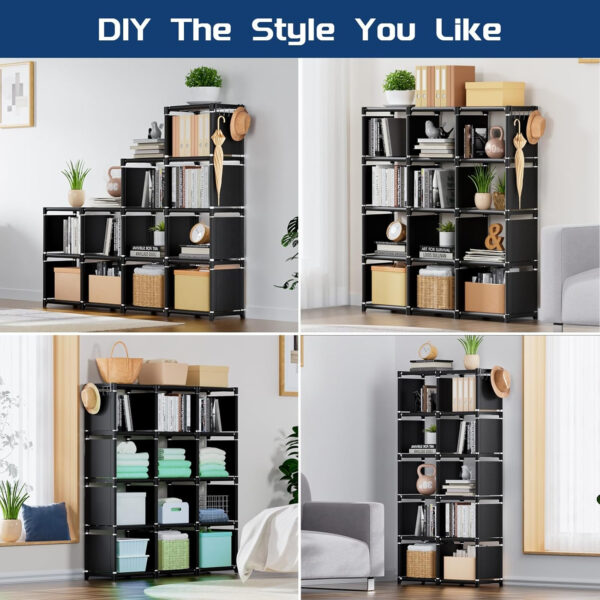 68874d6cee8fb10de73fb894acf2f6246bc43f3f047ceddabff97.jpg Mavivegue Bookcase, 18-Cube Extra Large Book Shelf, DIY Cube Storage Organizer for Bedroom, Living Room, Home Office - Black