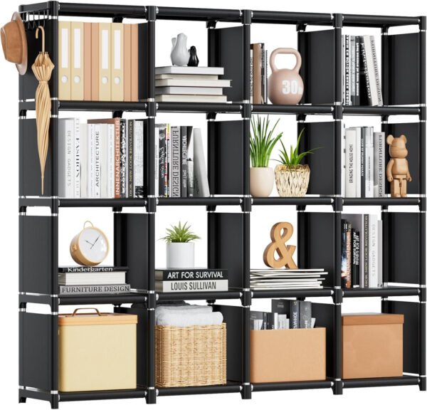 68874d74680a6960f45fa20474445f3ac329b0c9fb9e380c120bb.jpg Mavivegue Bookcase, 18-Cube Extra Large Book Shelf, DIY Cube Storage Organizer for Bedroom, Living Room, Home Office - Black