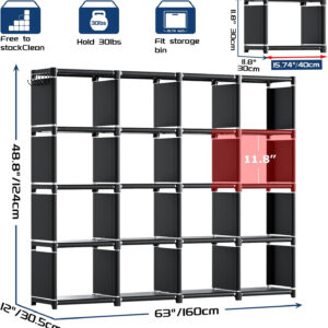 68874d77ec364311c77b1d2584af7c7ec73f92c6cb315f85d91c8.jpg Mavivegue Bookcase, 18-Cube Extra Large Book Shelf, DIY Cube Storage Organizer for Bedroom, Living Room, Home Office - Black