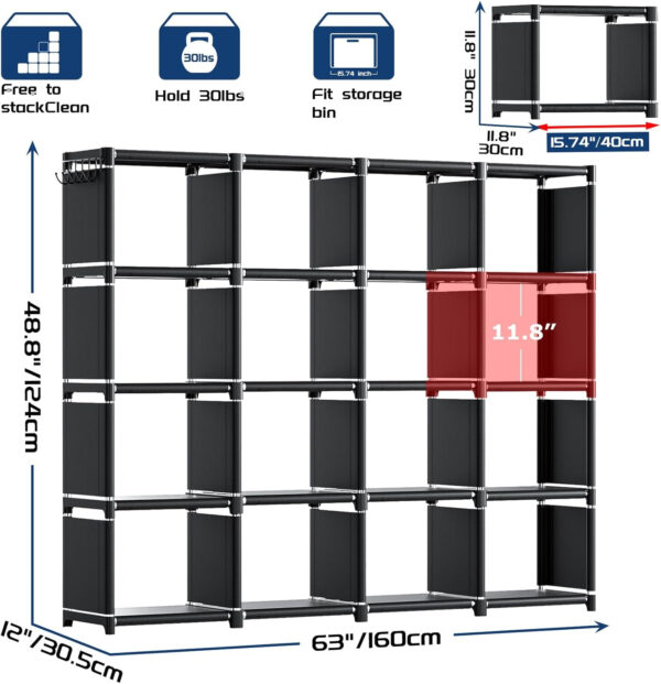 68874d77ec364311c77b1d2584af7c7ec73f92c6cb315f85d91c8.jpg Mavivegue Bookcase, 18-Cube Extra Large Book Shelf, DIY Cube Storage Organizer for Bedroom, Living Room, Home Office - Black