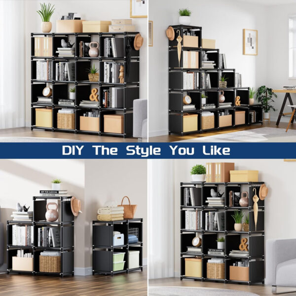 68874d79acc25262e1fa26b05af5343deb95a6db70b6f85f1b15d.jpg Mavivegue Bookcase, 18-Cube Extra Large Book Shelf, DIY Cube Storage Organizer for Bedroom, Living Room, Home Office - Black
