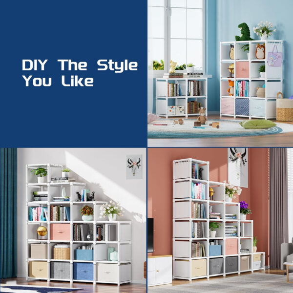68874d89afeab90669ef0e017fc063422451db5db2c0658b4e179.jpg Mavivegue Bookcase, 18-Cube Extra Large Book Shelf, DIY Cube Storage Organizer for Bedroom, Living Room, Home Office - Black