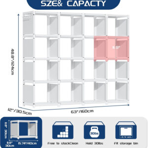 68874d8cc2ebbb4d40d0376f7621b3e69ab994ad01fd08fb339bb.jpg Mavivegue Bookcase, 18-Cube Extra Large Book Shelf, DIY Cube Storage Organizer for Bedroom, Living Room, Home Office - Black