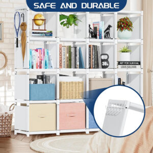 68874d9285102a74cfd7b2d056e42bf2c945cb3b375c46b5ec207.jpg Mavivegue Bookcase, 18-Cube Extra Large Book Shelf, DIY Cube Storage Organizer for Bedroom, Living Room, Home Office - Black