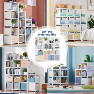 68874d93d8c88e4eca719b014b51a954f8f37855e889f95a1ac23.jpg Mavivegue Bookcase, 18-Cube Extra Large Book Shelf, DIY Cube Storage Organizer for Bedroom, Living Room, Home Office - Black
