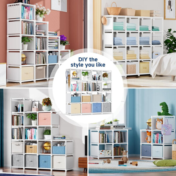 68874d93d8c88e4eca719b014b51a954f8f37855e889f95a1ac23.jpg Mavivegue Bookcase, 18-Cube Extra Large Book Shelf, DIY Cube Storage Organizer for Bedroom, Living Room, Home Office - Black