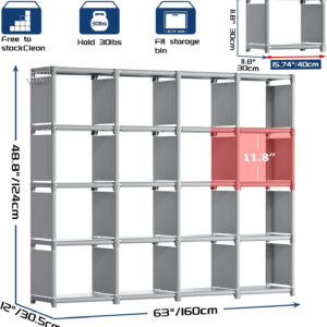 68874d9892cde09db9128857e3af9279b96afaac41fa352717752.jpg Mavivegue Bookcase, 18-Cube Extra Large Book Shelf, DIY Cube Storage Organizer for Bedroom, Living Room, Home Office - Black