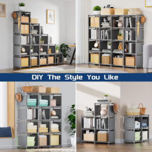 68874d99f2f587ff46f171469eedebe054a8cf923eec262f97981.jpg Mavivegue Bookcase, 18-Cube Extra Large Book Shelf, DIY Cube Storage Organizer for Bedroom, Living Room, Home Office - Black