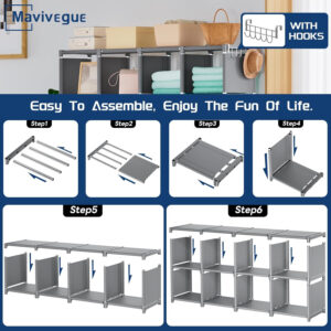 68874d9cc2ea468959478a71c74cb488131f2bddc0e34629bced0.jpg Mavivegue Bookcase, 18-Cube Extra Large Book Shelf, DIY Cube Storage Organizer for Bedroom, Living Room, Home Office - Black