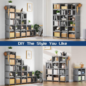 68874da352a8de8b404d2180a2ea31b1a5caabaaaa5692e954574.jpg Mavivegue Bookcase, 18-Cube Extra Large Book Shelf, DIY Cube Storage Organizer for Bedroom, Living Room, Home Office - Black