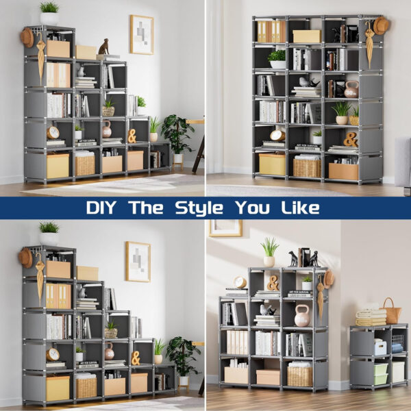 68874da352a8de8b404d2180a2ea31b1a5caabaaaa5692e954574.jpg Mavivegue Bookcase, 18-Cube Extra Large Book Shelf, DIY Cube Storage Organizer for Bedroom, Living Room, Home Office - Black