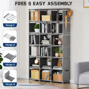 68874da76507e50ceac84fa1bd69964f285d19f339a6ab2779722.jpg Mavivegue Bookcase, 18-Cube Extra Large Book Shelf, DIY Cube Storage Organizer for Bedroom, Living Room, Home Office - Black