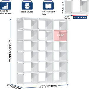 68874dab6a3a1cd685fe7606987a3e2086f7045ff0a0e9a557fbb.jpg Mavivegue Bookcase, 18-Cube Extra Large Book Shelf, DIY Cube Storage Organizer for Bedroom, Living Room, Home Office - Black