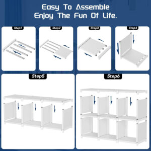 68874dae210ec1d6ba589450a5fe6e993c68b8fc72c1a7aa81a85.jpg Mavivegue Bookcase, 18-Cube Extra Large Book Shelf, DIY Cube Storage Organizer for Bedroom, Living Room, Home Office - Black