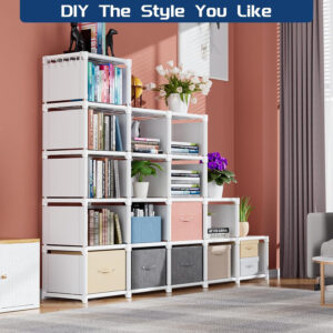 68874daf8588d42774af866f99147e00faadda62dba4555820ade.jpg Mavivegue Bookcase, 18-Cube Extra Large Book Shelf, DIY Cube Storage Organizer for Bedroom, Living Room, Home Office - Black